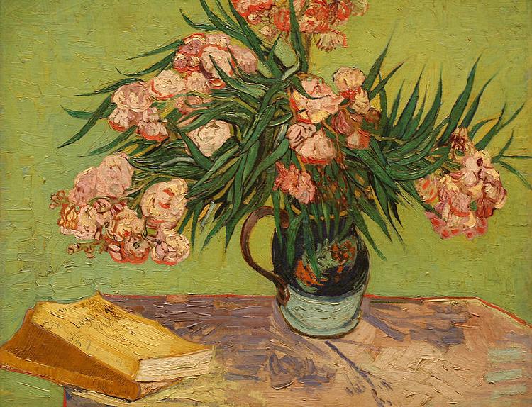 Vase with Oleanders and Books, Vincent Van Gogh